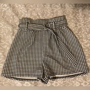 NastyGal Black and White Plaid Shorts